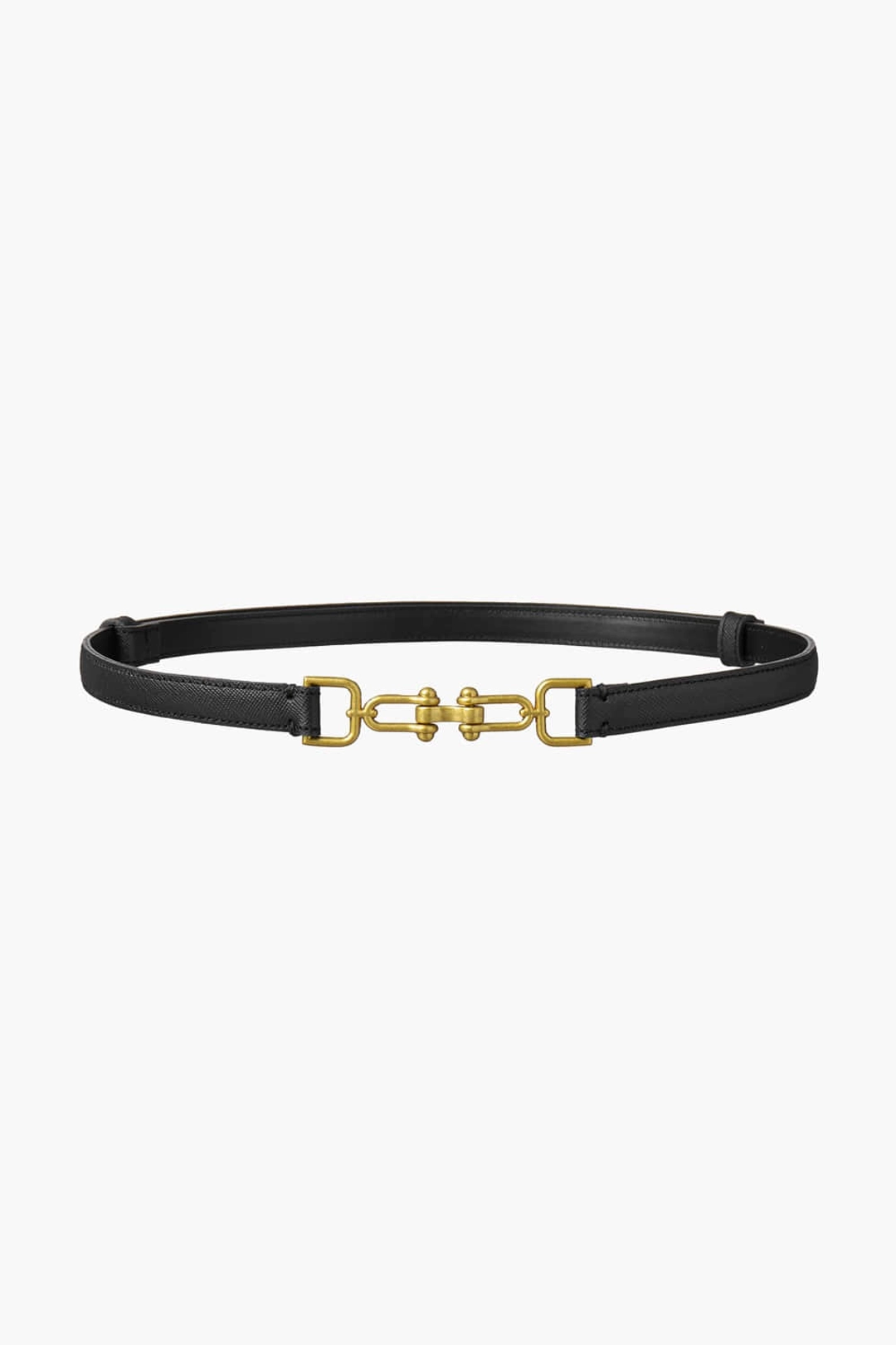 쿠메 Adjustable Gold Clasp Leather Belt, Black 상품 이미지 2