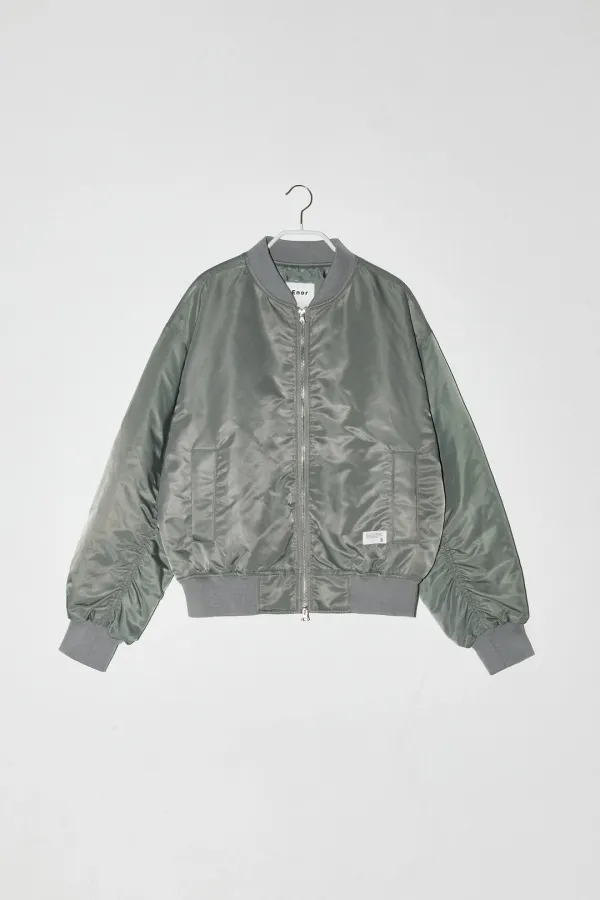 SHIRRING BOMBER JUMPER - KHAKI