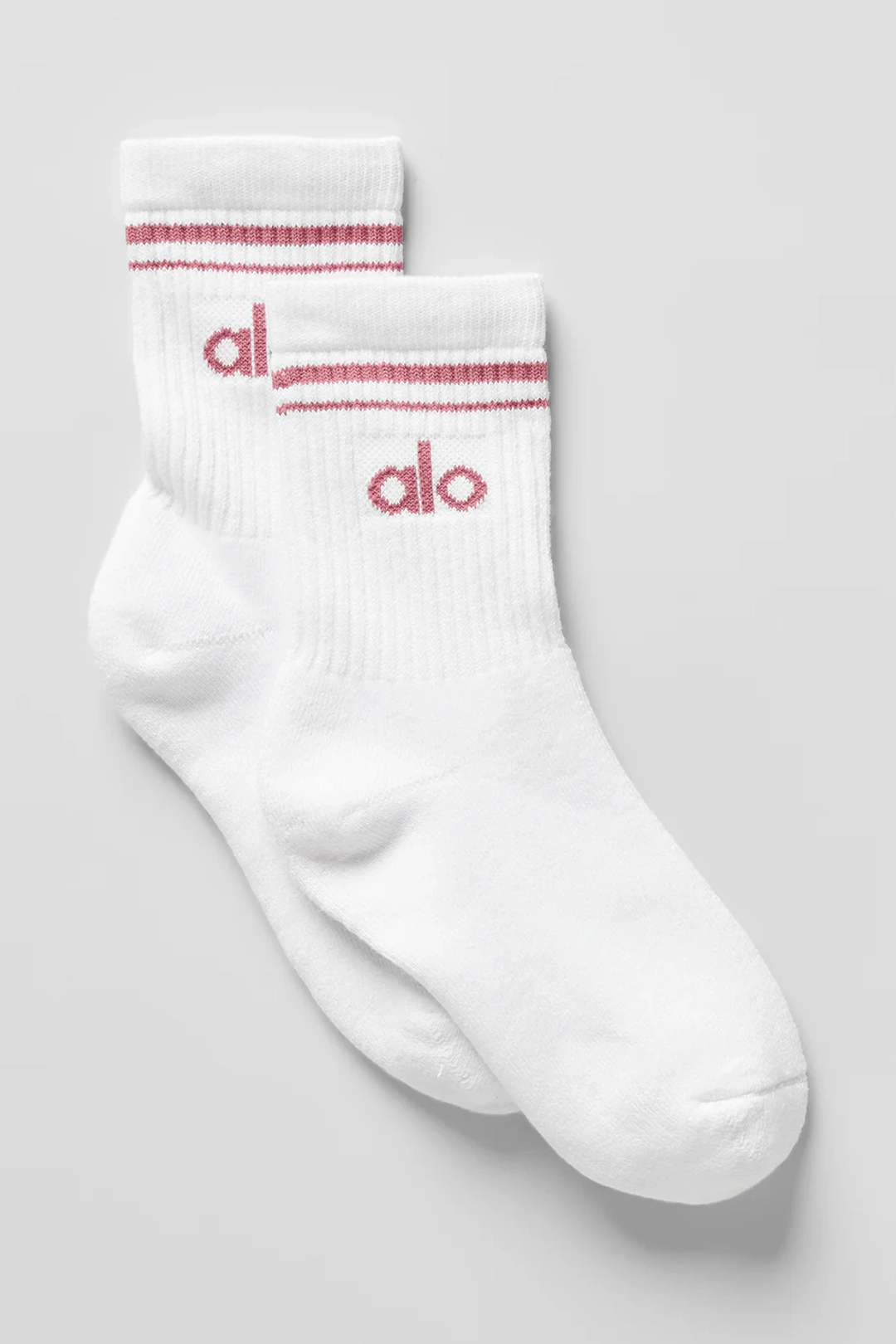 알로요가 Unisex Half-Crew Throwback Sock - White/Pink Wild Rose 상품 이미지 1