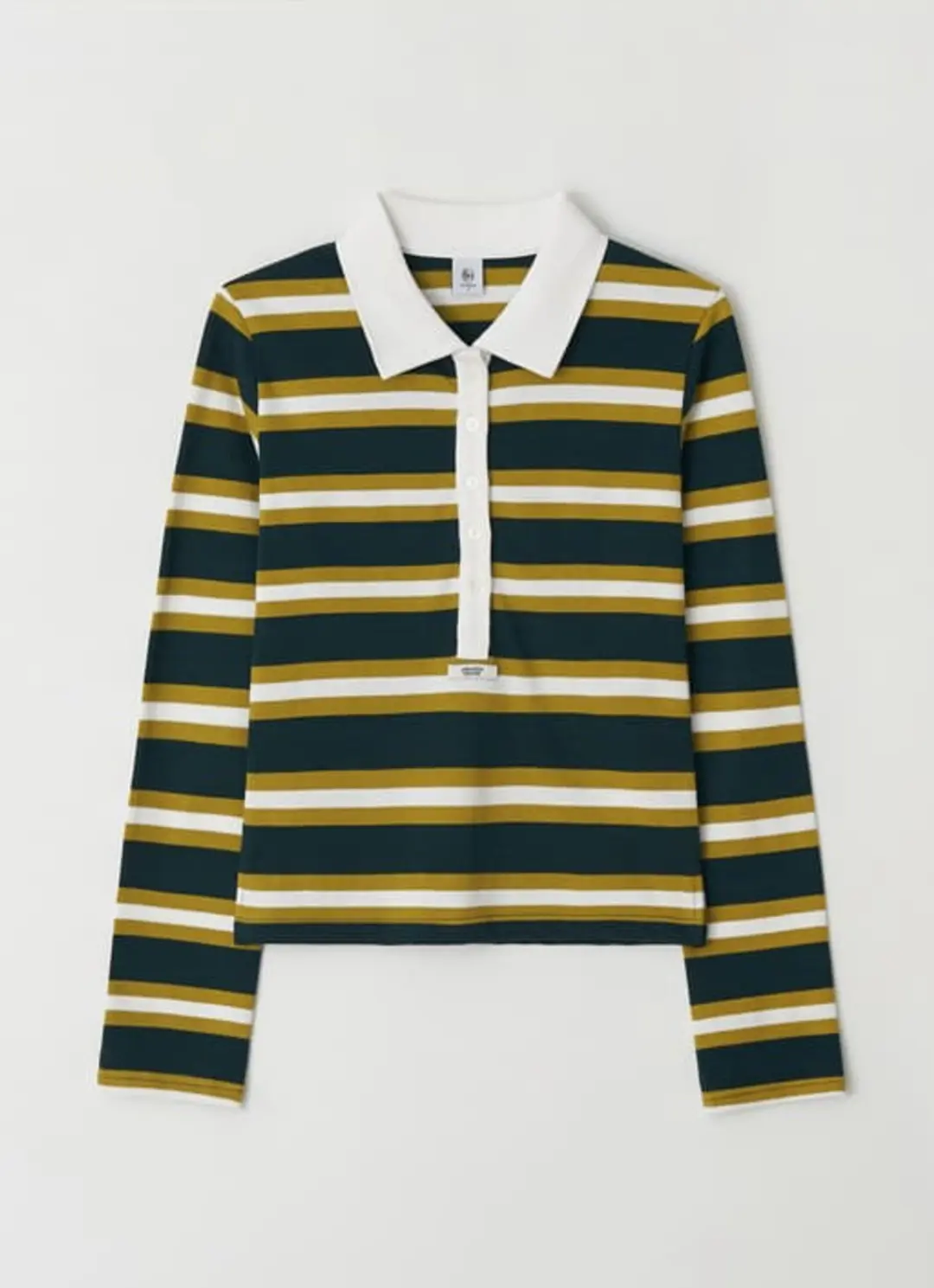 론론 HENRYNECK COLLAR SLIM LONG SLEEVE OLIVE STRIPE 상품 이미지 3