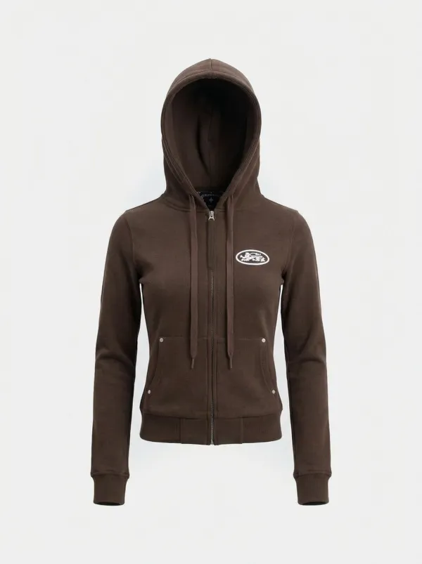 [w-hde26-022] Mystic Capsule Slim-Fit Zip-Up Hoodie - Brown