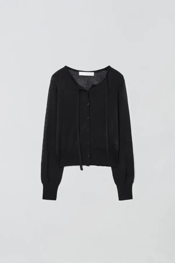 [05.20 순차발송] LINEN STRING CARDIGAN_BLACK