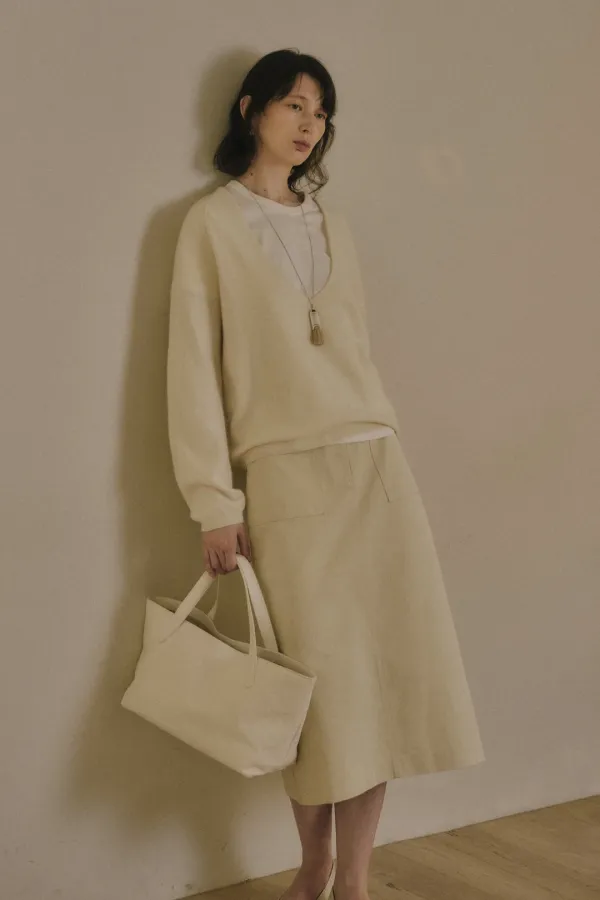 WELDEN WASHED COTTON POCKET SKIRT_CREAM
