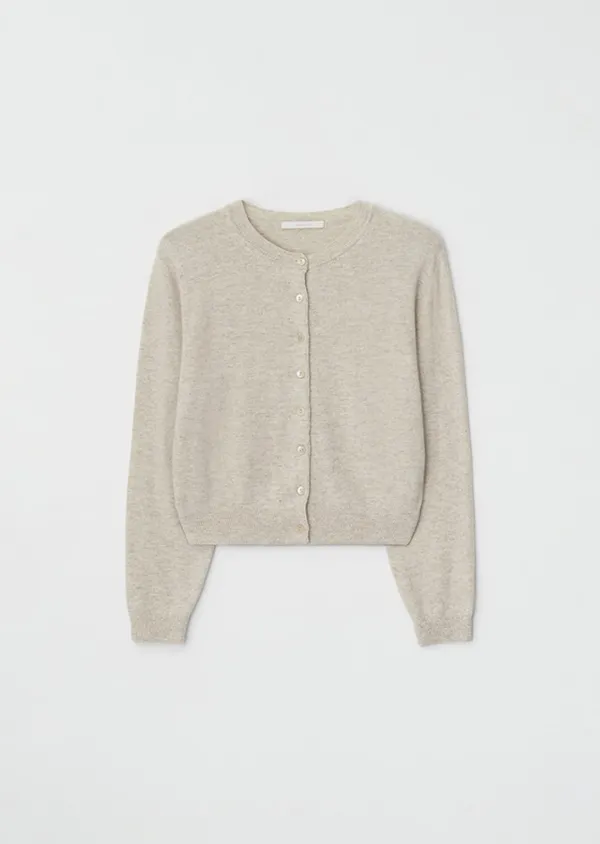 [20%] cashmere round knit cardigan-beige