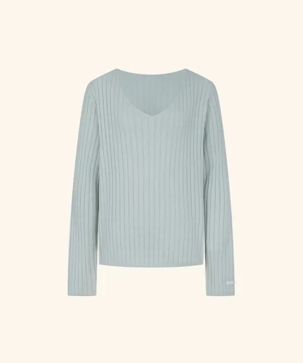 [9/22 11:00am Coming soon] Letters V-Neck Ribbed Knit (Mint)
