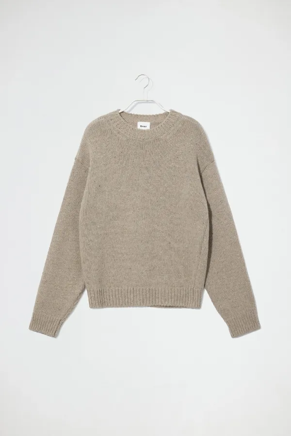 NEP YARN CREW NECK PULLOVER - BEIGE