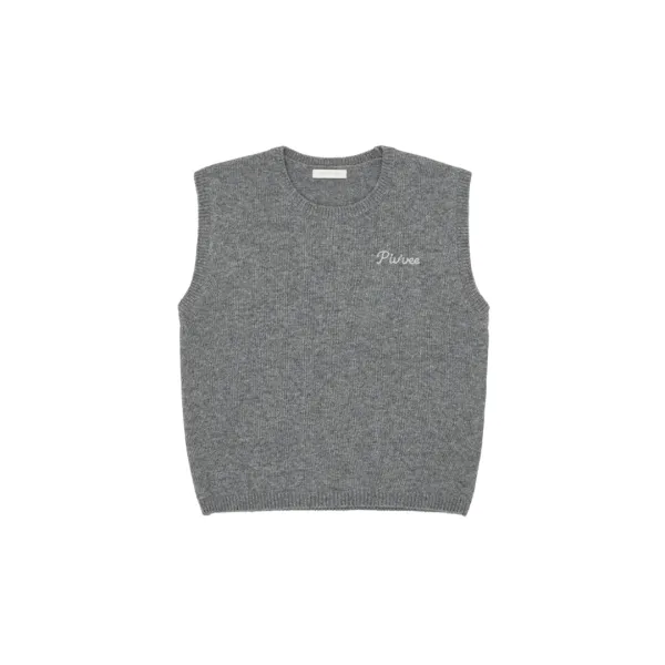 Giant Smiley Knit Vest (heather grey)