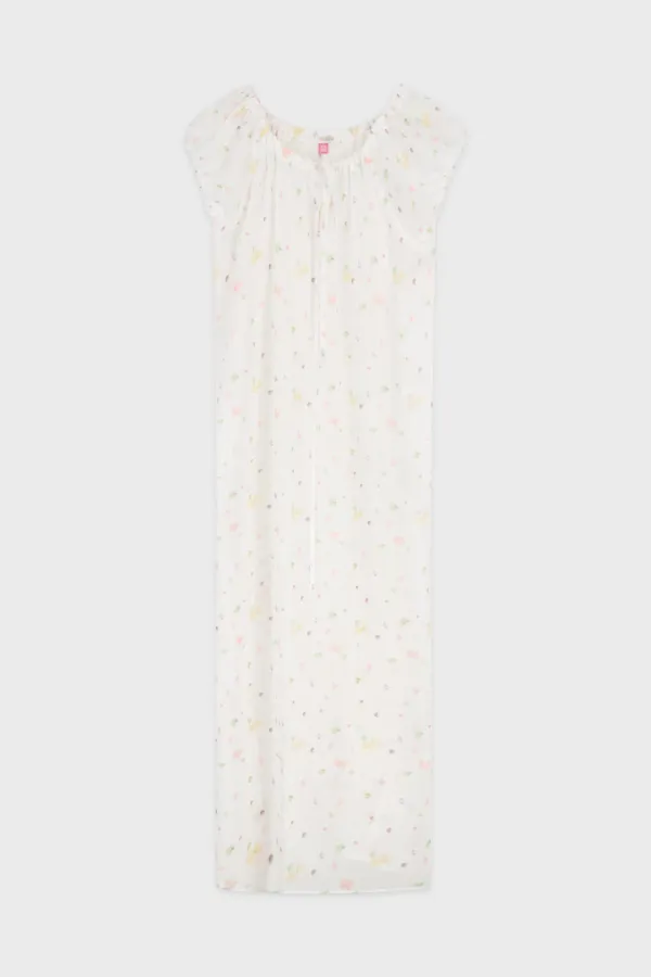 Pale Flower Long One-Piece (White)