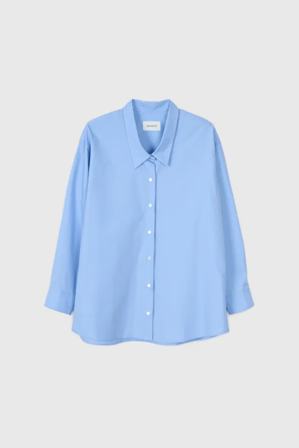Typewriter Collar Shirt (Blue)