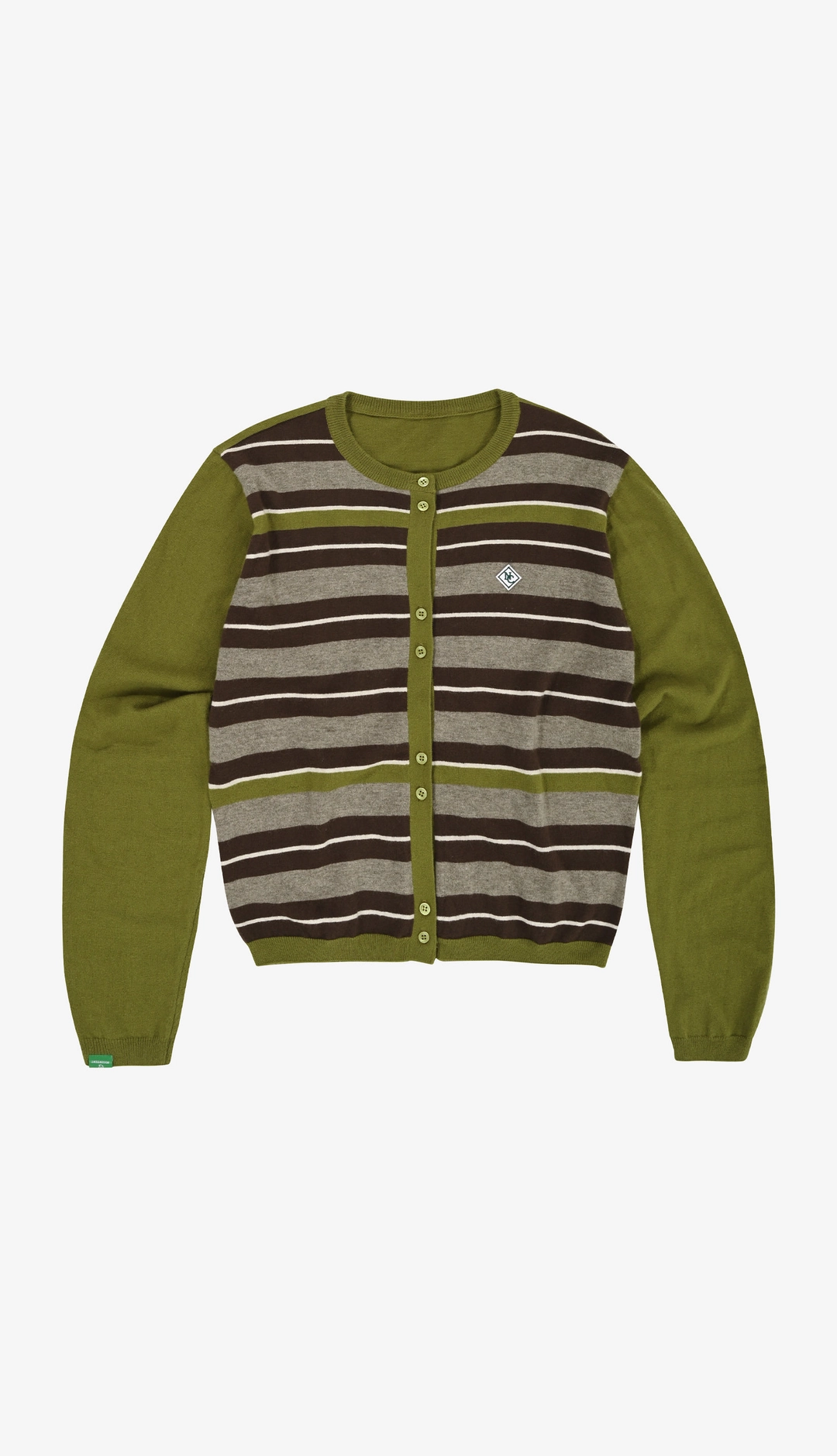 노컨텐츠 235. Cashmere Wool Stripe Cardigan _ Olive 상품 이미지 3