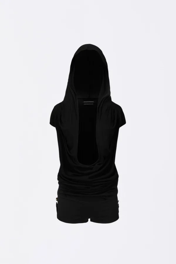 Marine Draped Romper Black