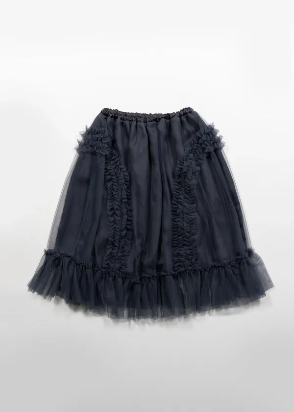 [06/05출고]BANDING RUFFLE SHA SKIRT - DUSTY BLUE