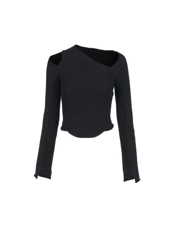 OFF SHOULDER KNIT TOP_BLACK