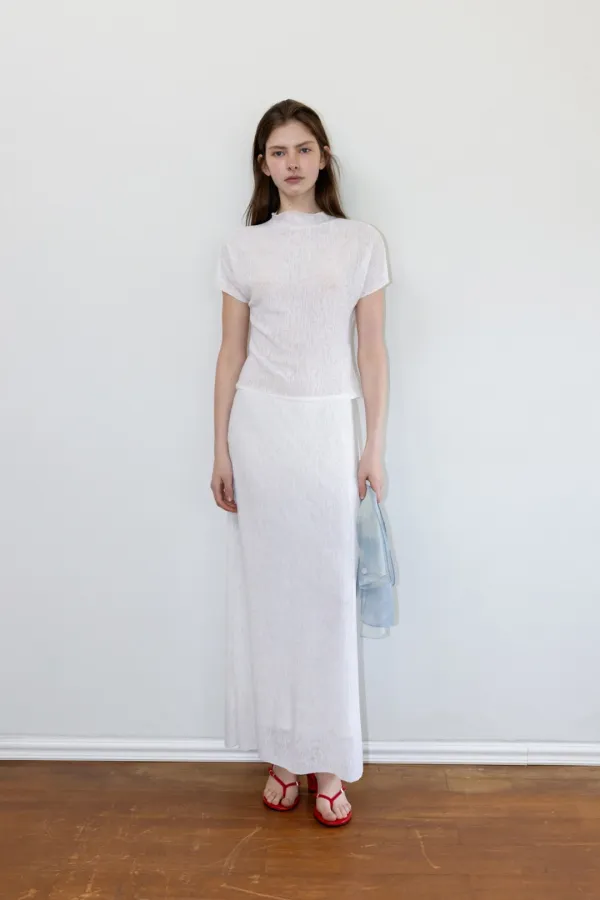 [3rd] Wavy Linen Long Skirt_Ivory