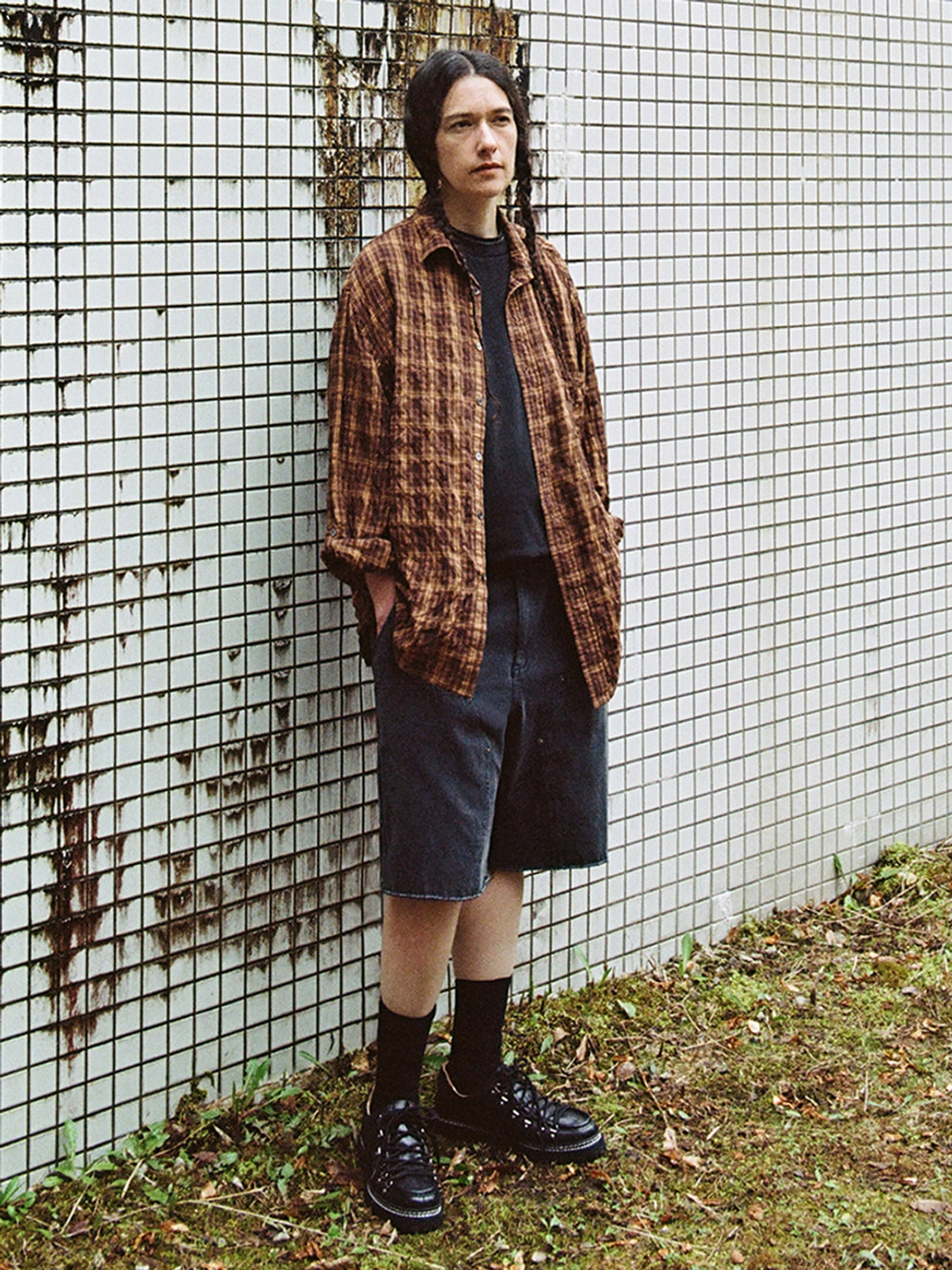 파르티멘토 Vintage Fade Check Roll Up Shirts_Walnut Brown 상품 이미지 2