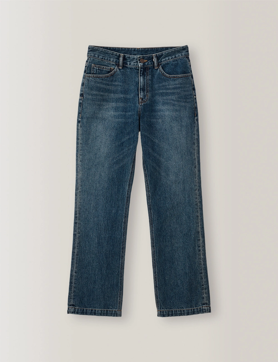 노미나떼 Mid-rise Slim Straight Denim - Long (Vintage Blue) 상품 이미지 1