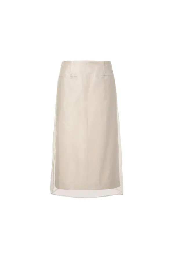 Layered See Through Skirt, Light Beige