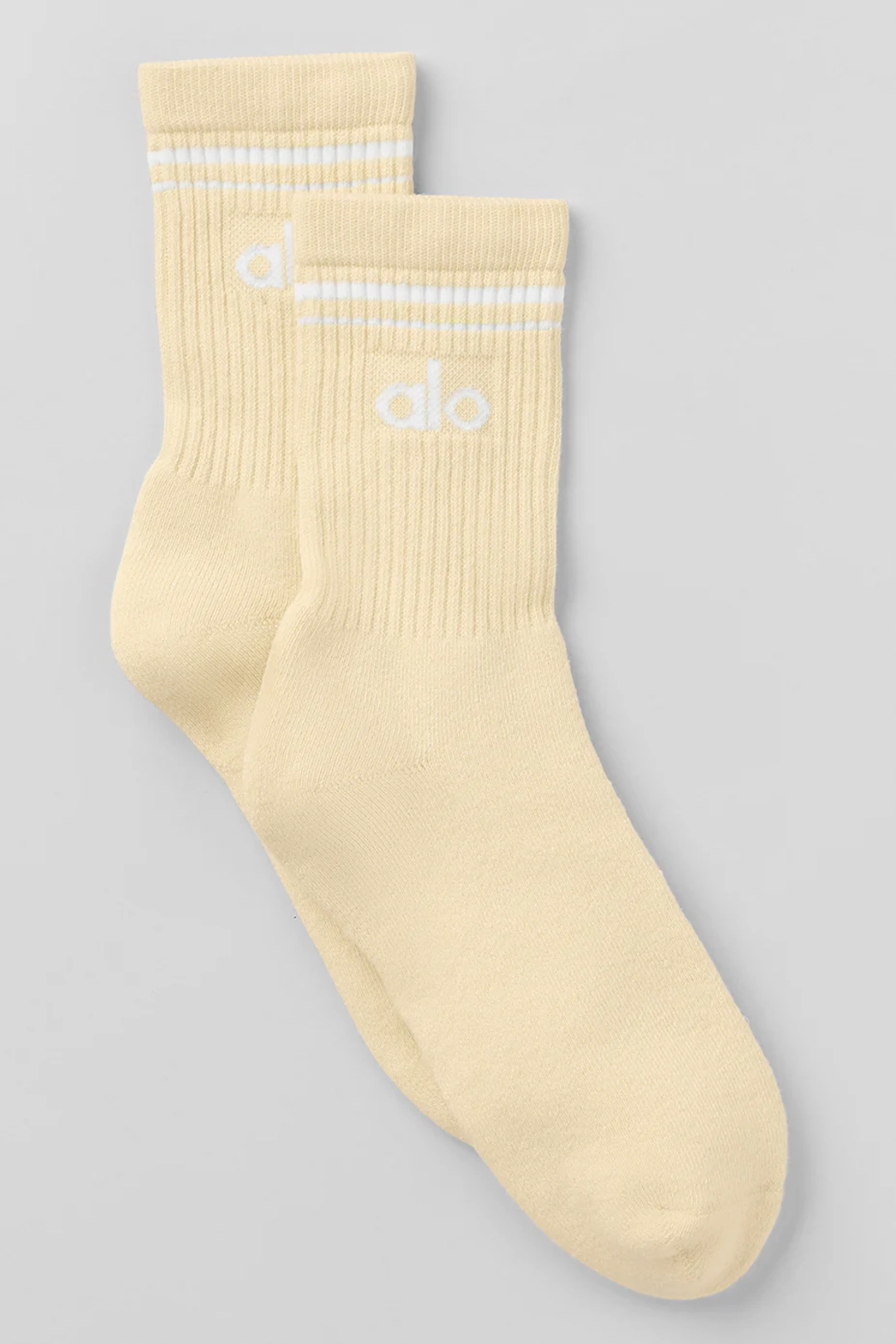 알로요가 Unisex Half-Crew Throwback Sock - Candlelight Yellow/White 상품 이미지 1