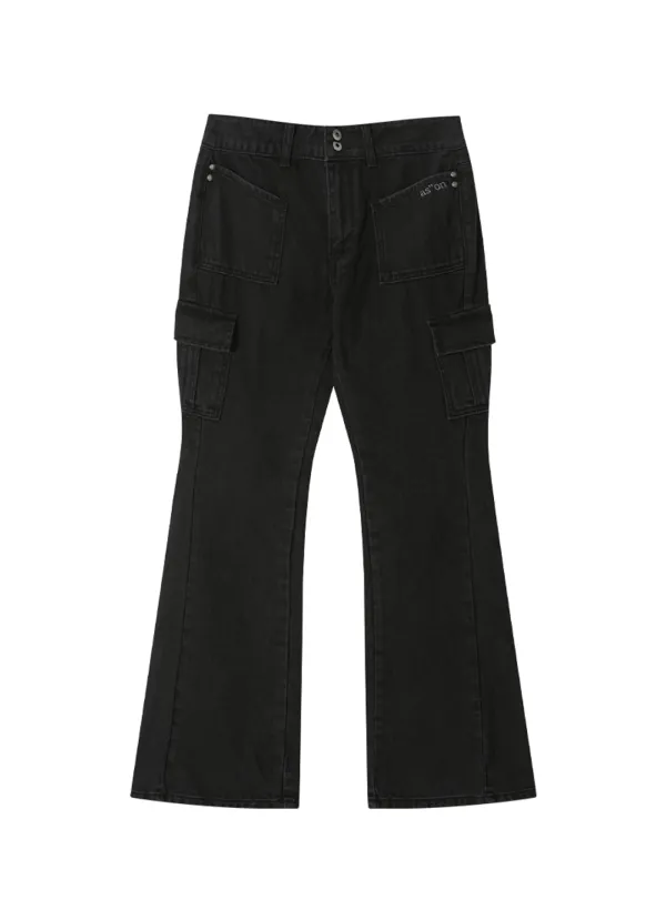 WADE CARGO BOOTCUT PANTS / BLACK