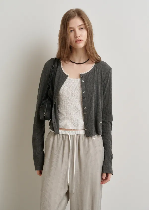 LACE TRIMMING CARDIGAN (dust gray)