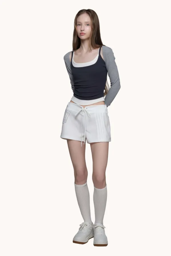 87 Layered routine club shorts, White