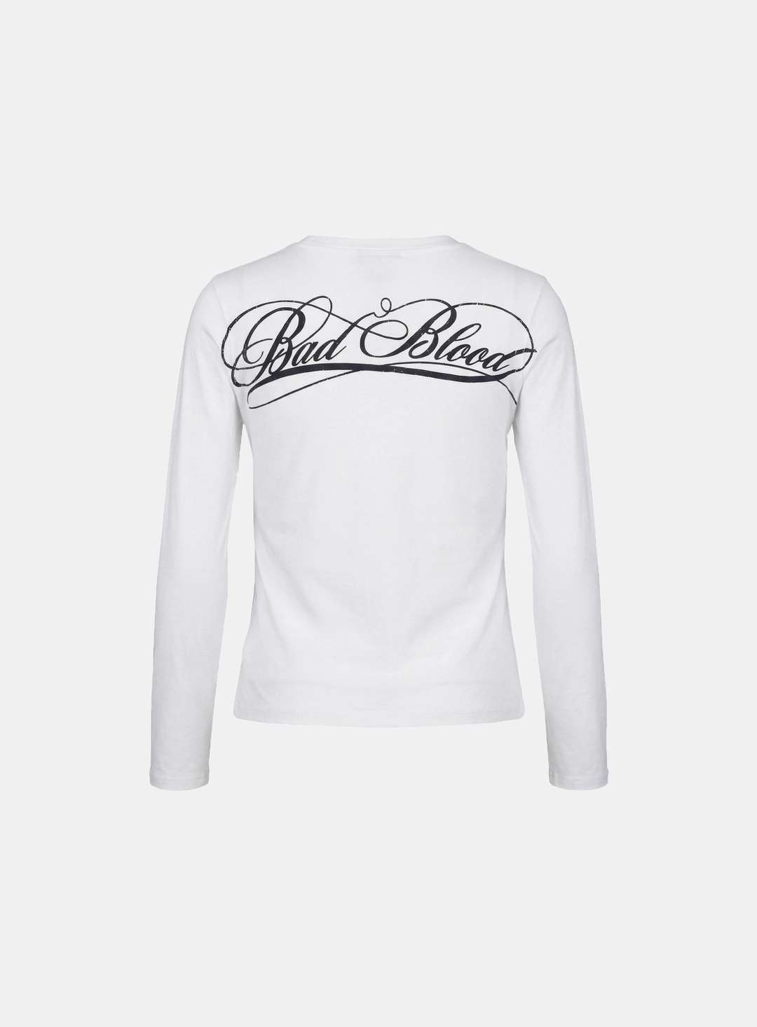 배드블러드 [w-tee26-025] Dark Classic Logo Fitted Long Sleeve T-Shirt - White 상품 이미지 3