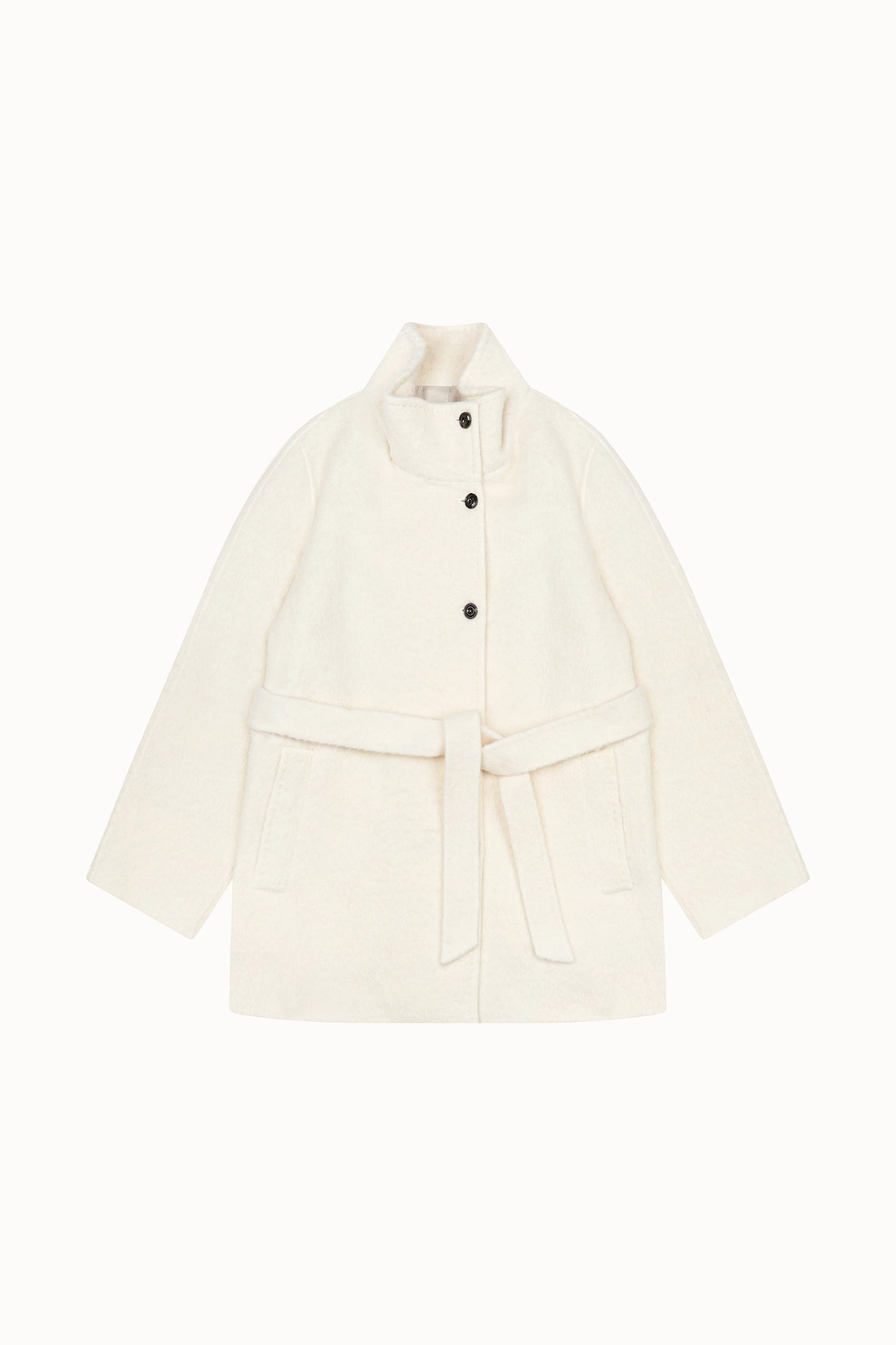 라메레이 Handmade Brushed Alpaca High-Neck Half Coat [LMBFWICT709]-Cream [10/21 예약배송] 상품 이미지 2