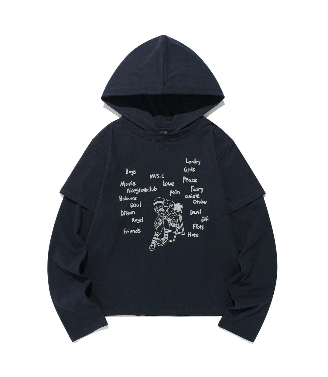 나이스고스트클럽 think layered l/s hoodie[navy] 상품 이미지 1