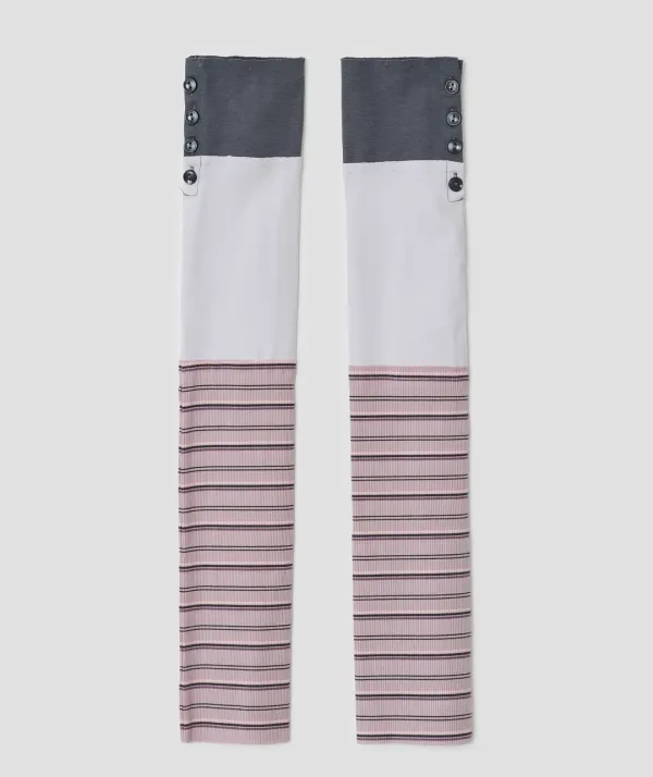 Buttoned Stripe Leg Warmer [Pink]