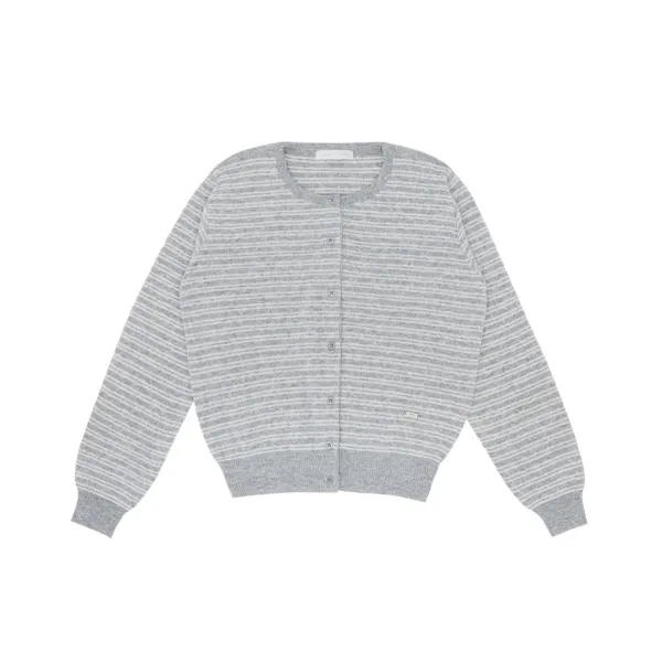 Stripe Knit Cardigan (snow grey)