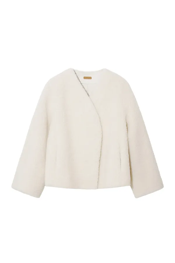 PLUSH WOOL FAUX SHEARLING JACKET [IVORY] - LE17SEPTEMBRE