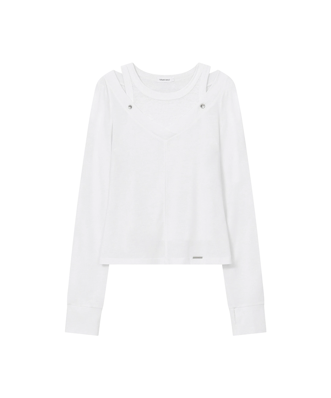 미세키서울 [레이 PICK] Layered line sheer long sleeve WHITE 상품 이미지 1