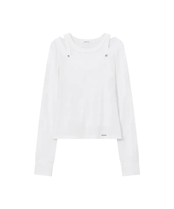 [레이 PICK] Layered line sheer long sleeve WHITE
