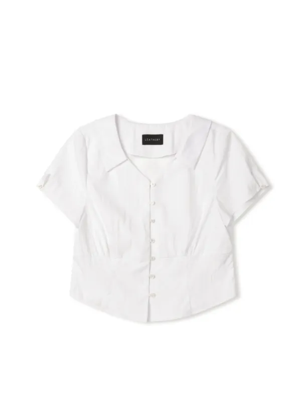 쥴리 브이넥 카라 블라우스 [WHITE]