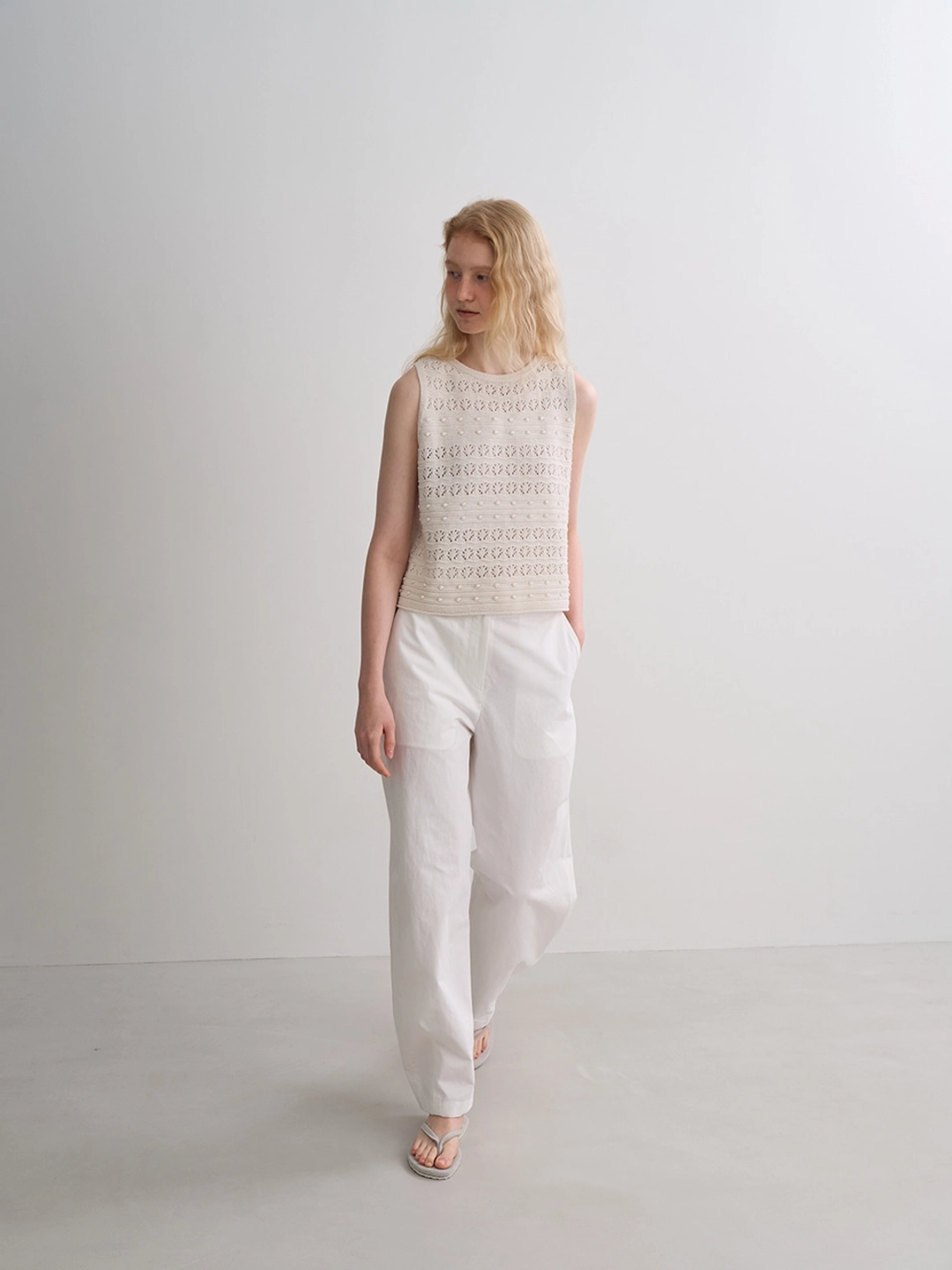 블랭크공삼 barrel linen blend pants (white) 상품 이미지 3