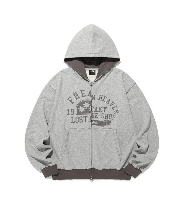 college logo hoodie zip up[grey]