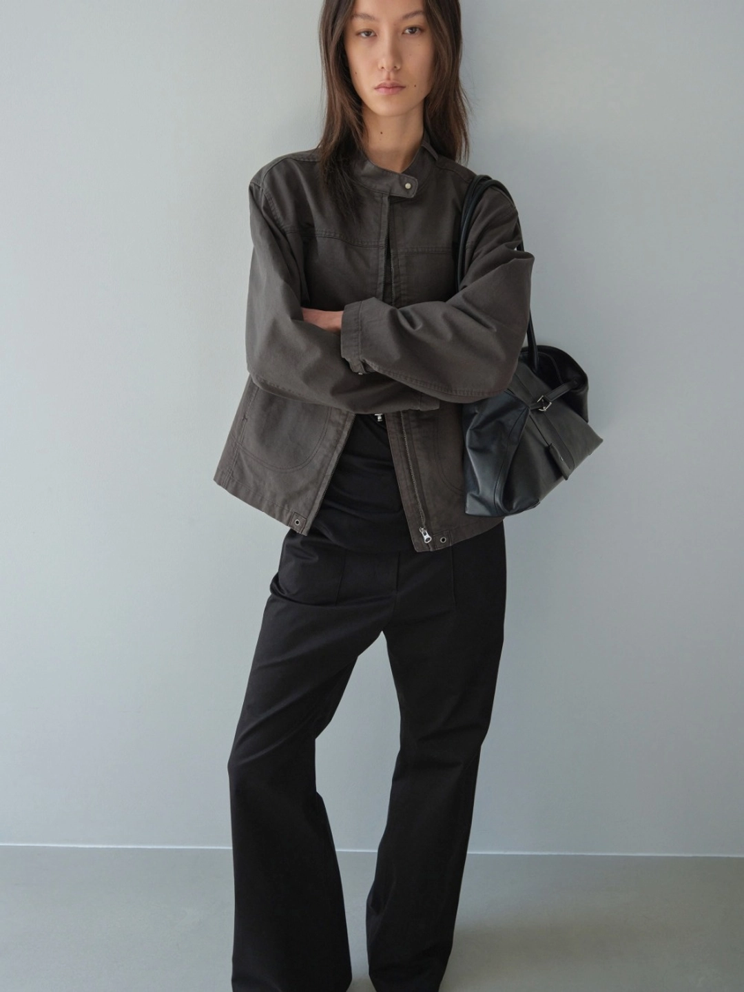 로우클래식 Washed Cotton Biker Jacket_Charcoal 상품 이미지 2