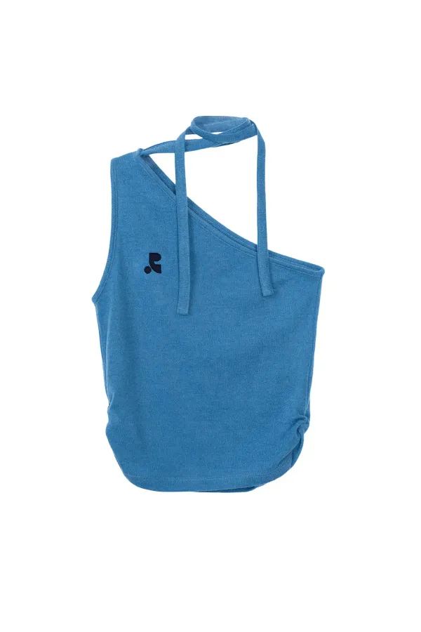 RR ONE SHOULDER TIE TOP - BLUE
