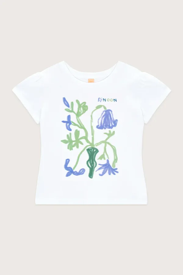 Flower Vase Puff T-Shirt (Blue)