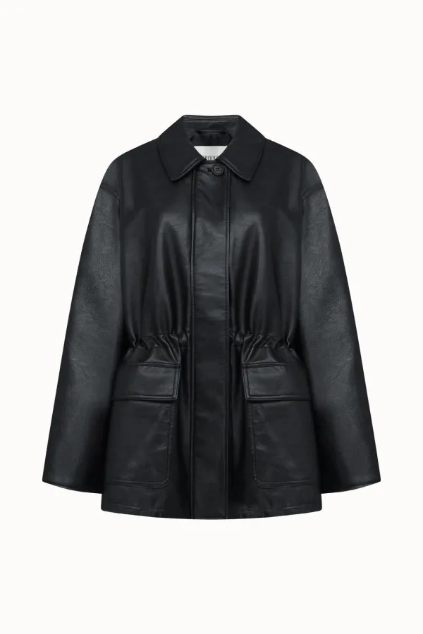 Vegan Leather Half Jacket[LMBFSP25JK5103]-Black
