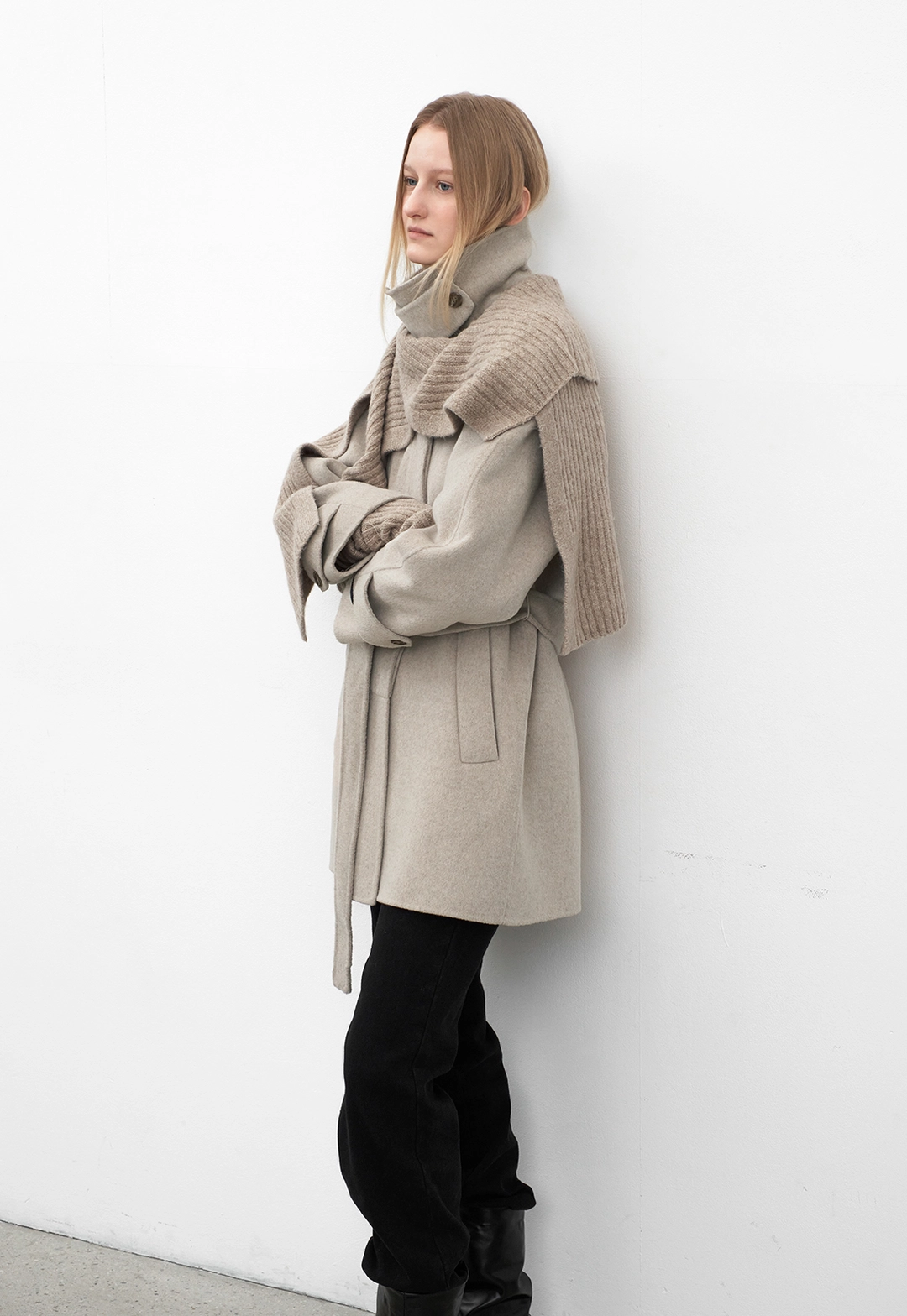 아뜰리에 나인 (CT-1453)KNIT SET BALMACCAN HANDMADE HALF COAT S 상품 이미지 3