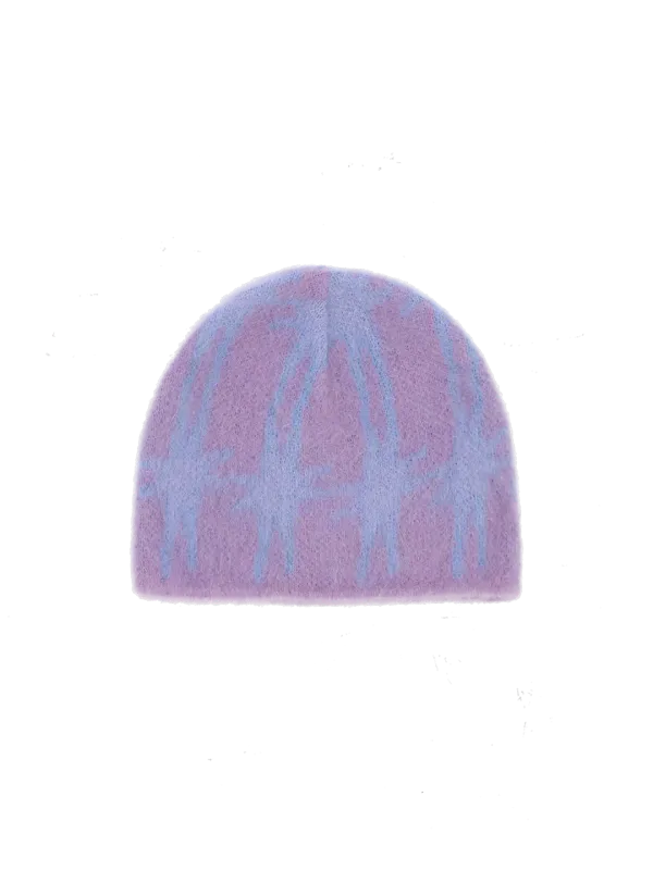 STAR CHECKED ANGORA BEANIE BLUE