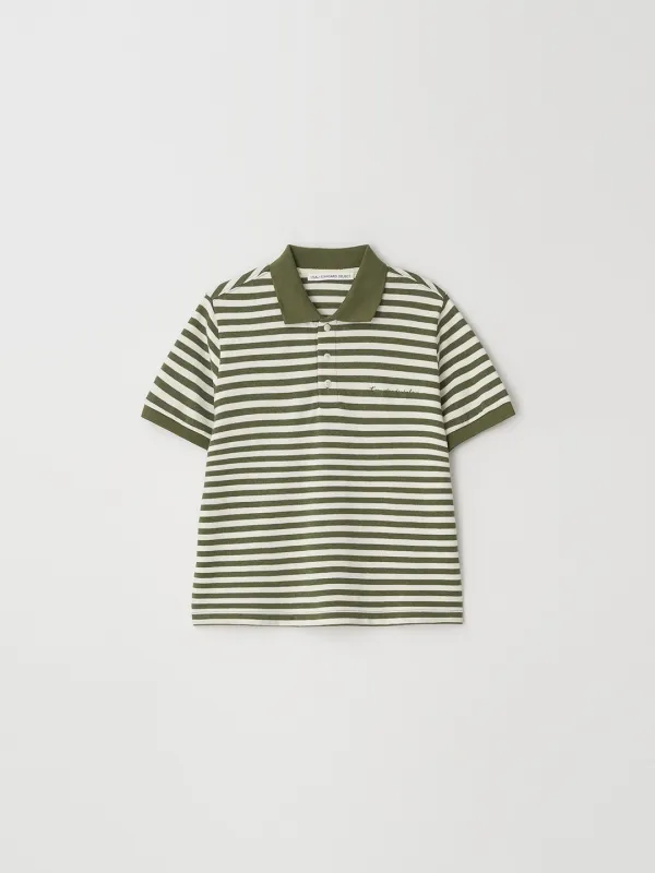 [2nd] Connor boxy stripe collar t-shirt_khaki