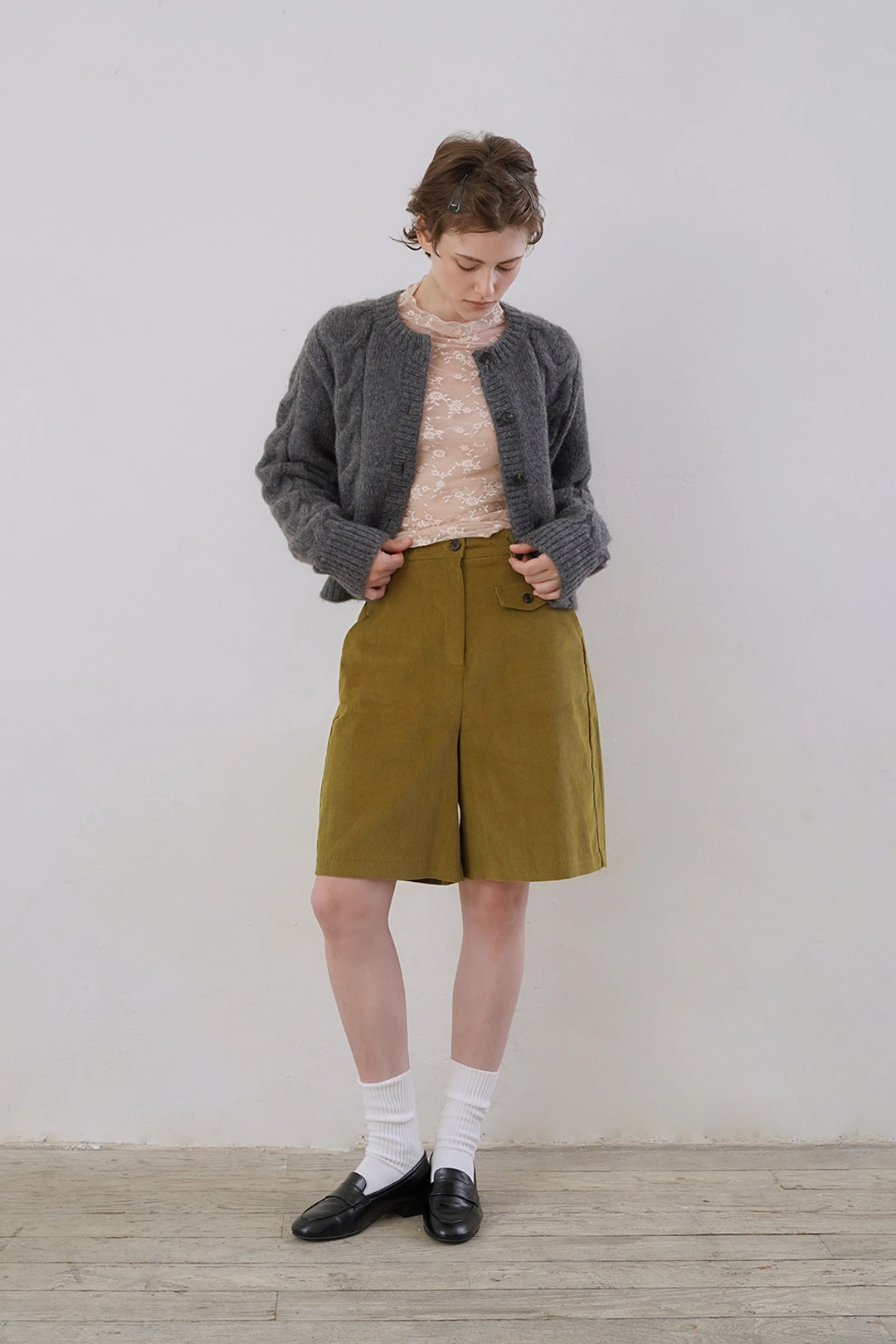위드아웃썸머 Vern corduroy pants_olive 상품 이미지 1