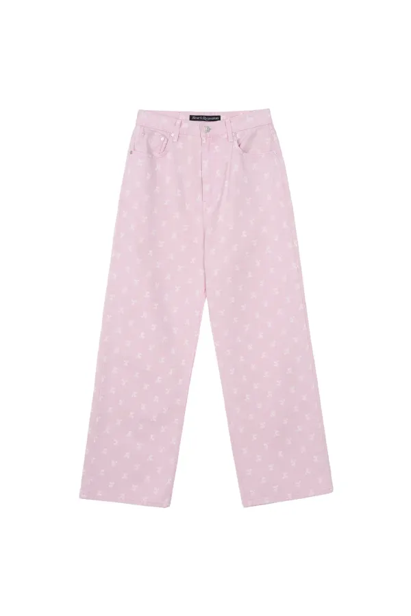 RR LOGO PRINTED JEANS - PINK