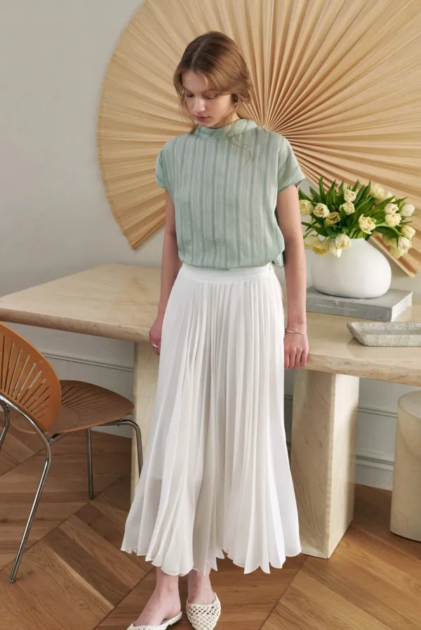 Flowy Pleated Skirt (White)