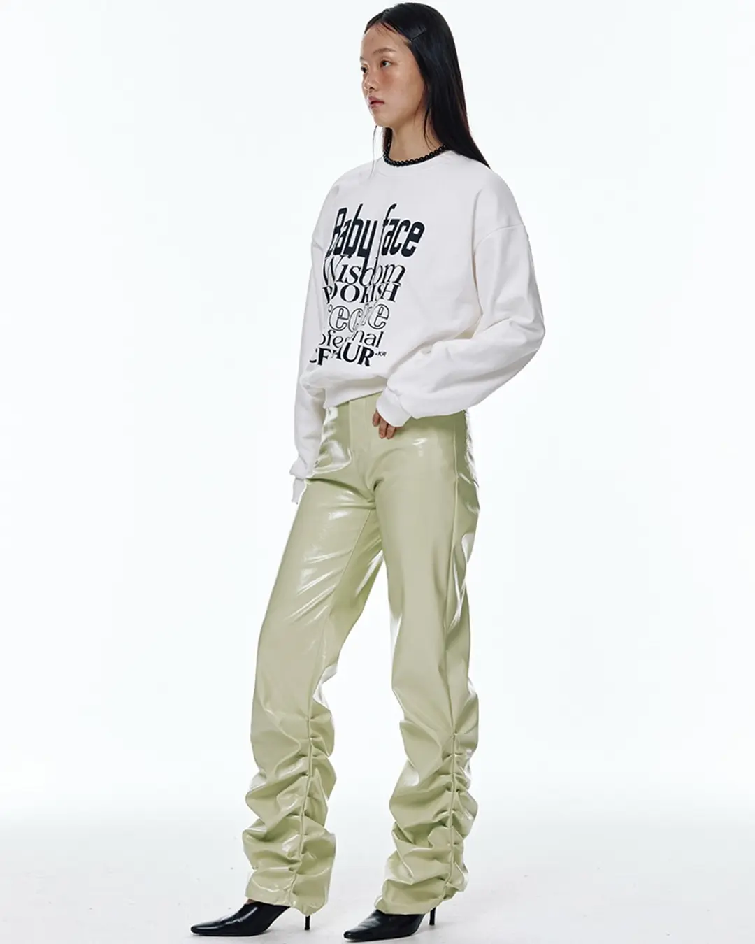 센토르 SHIRRING LEATHER PANTS_MINT 상품 이미지 1