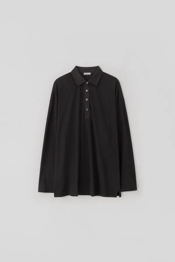 Soft Dry Cotton Collar T-Shirt_Black