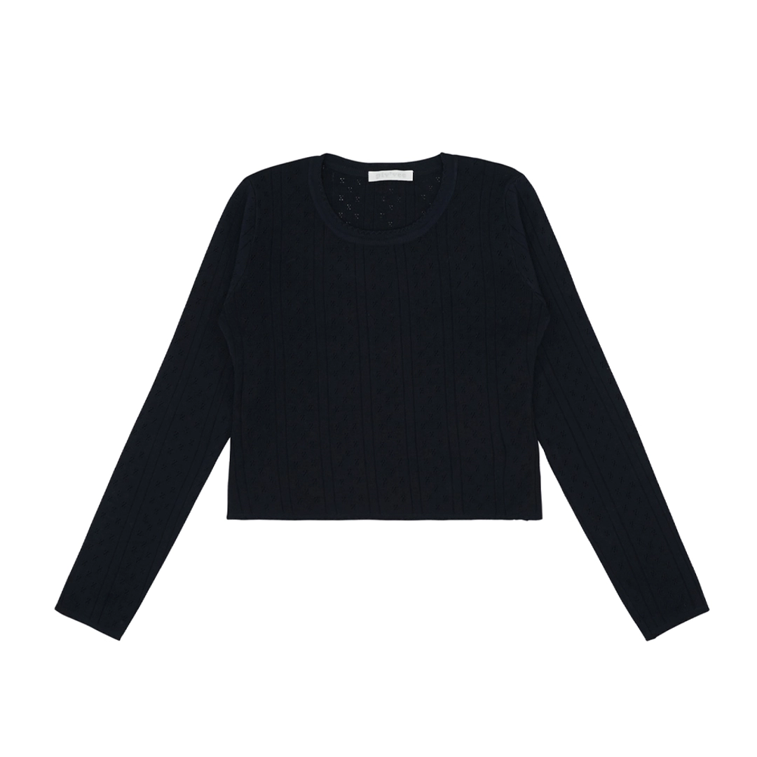 피브비 Eyelet Long Sleeve Knit (ocean navy) 상품 이미지 1