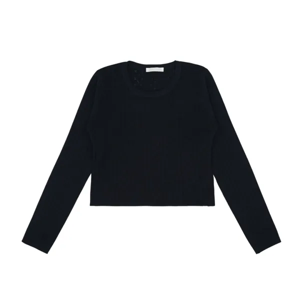 Eyelet Long Sleeve Knit (ocean navy)